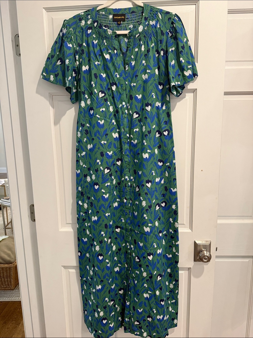 Sugarlips Green Floral Heart-Print Midi Dress